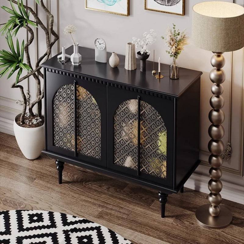 ArclineHome French retro style dining cabinet with light luxury and high-end glass door