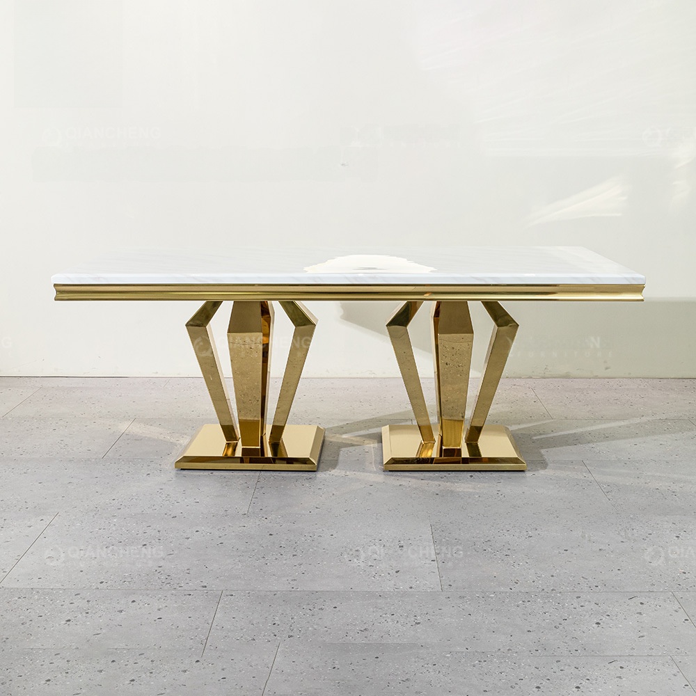 ArclineHome Marble dining table for home use, high-end feel, light luxury, 10 people, stainless steel