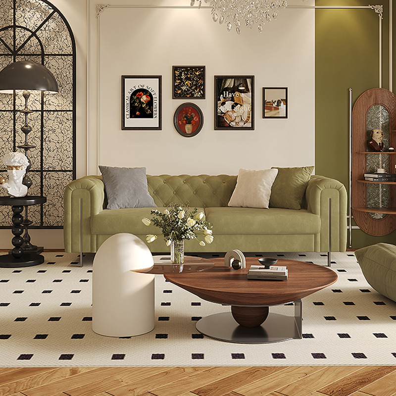 ArclineHome American Light Luxury Sofa Buckle Small Living Room Sofa